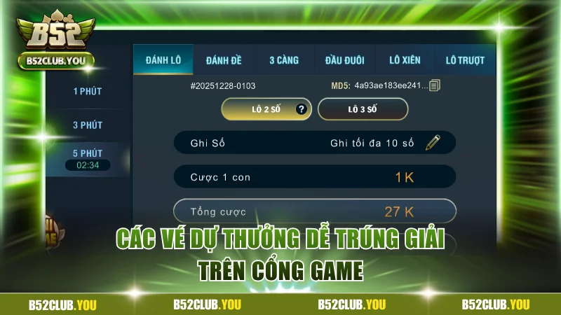 Các vé dự thưởng dễ trúng giải trên cổng game